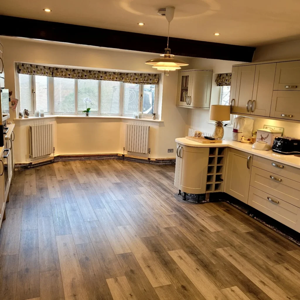 brown laminate flooring install in york kitchen