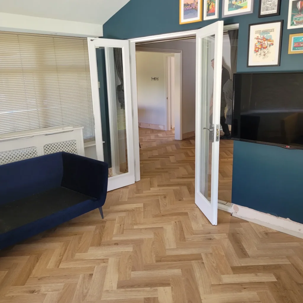 brown herringbone lvt install in york