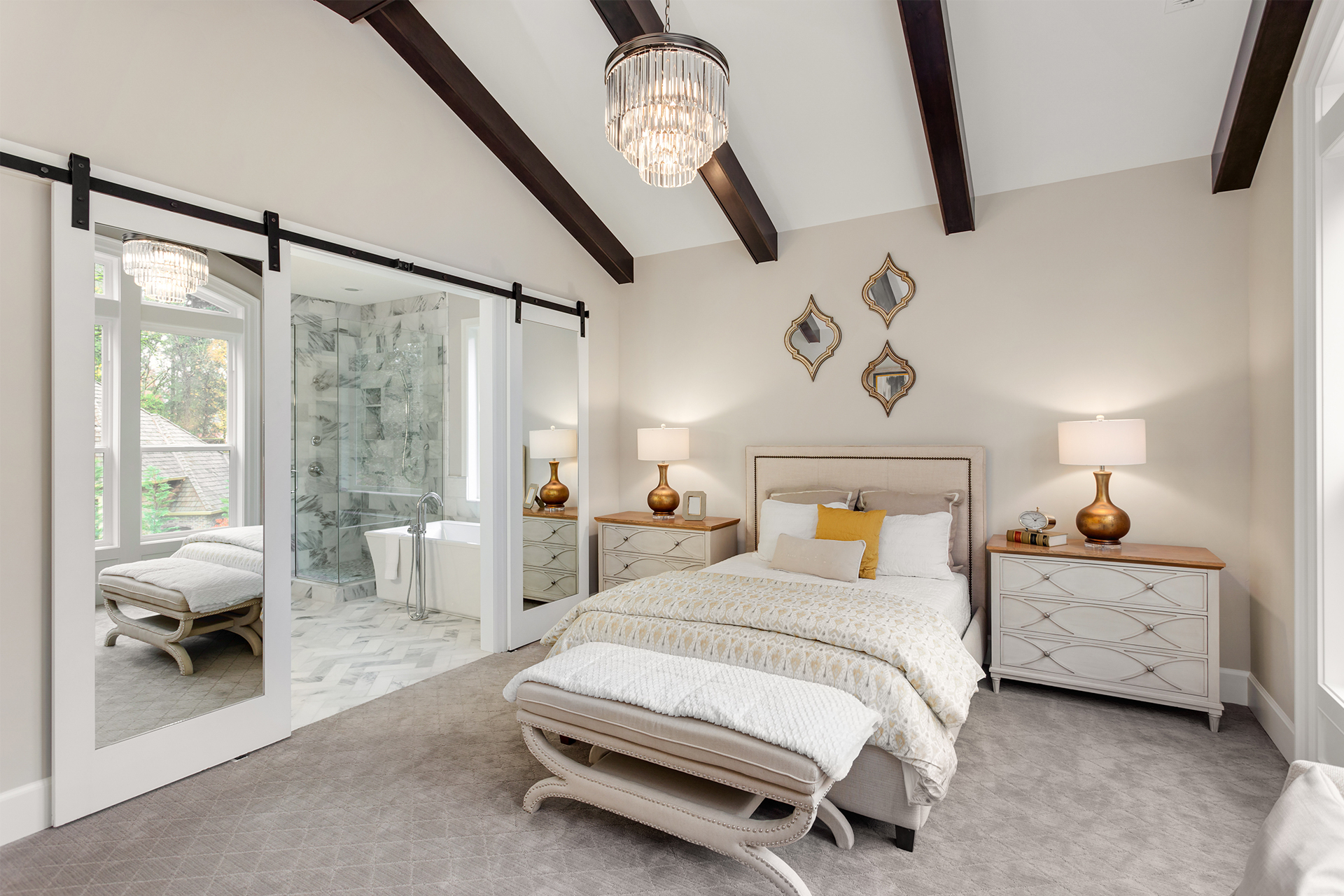 bedroom carpet ideas in a luxury farmstead home
