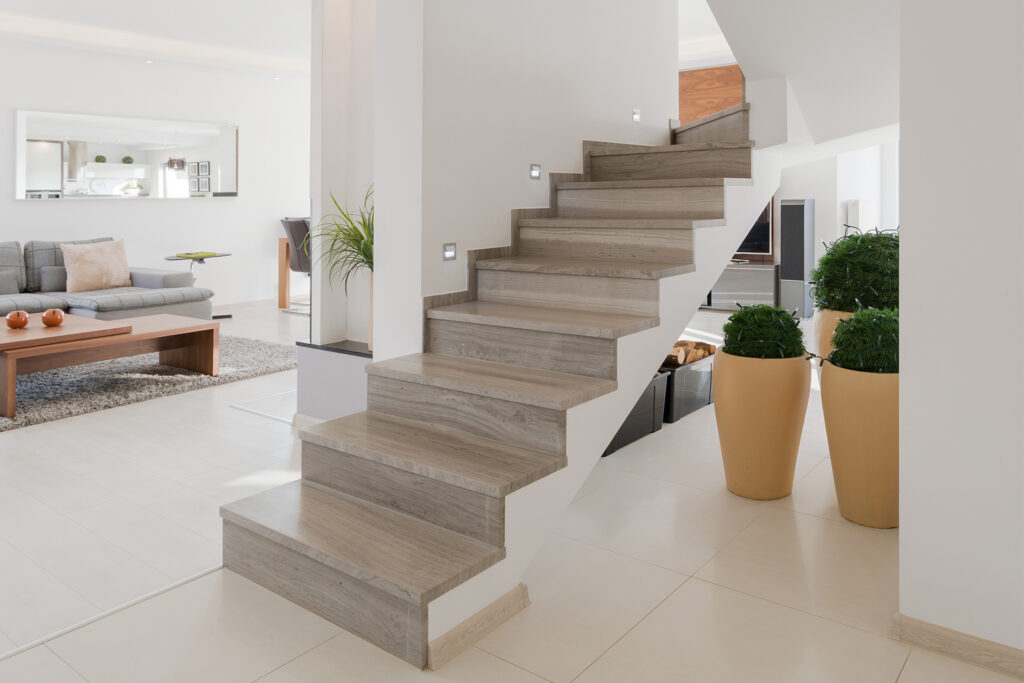 tiled stairs in a luxury minimalist apartment