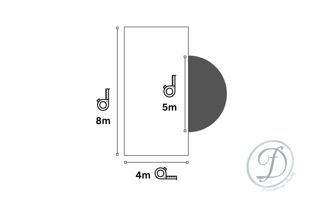 a diagram illustrating how to measure a room with a bay window