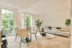 what is engineered wood flooring like the light oak in this open plan living space